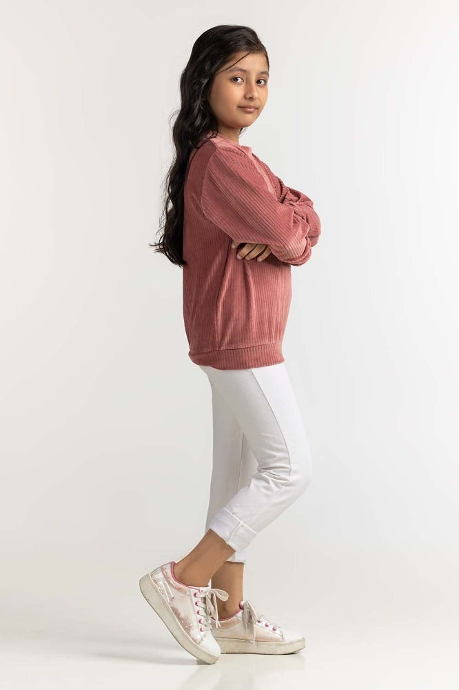 Junior Girl Maroon Basic Sweatshirt JG-SW23-005