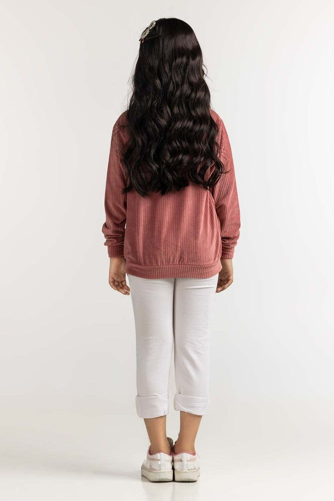 Junior Girl Maroon Basic Sweatshirt JG-SW23-005