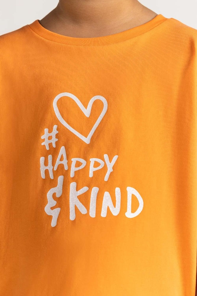 Junior Girl Orange Printed Tee JG-TS-SS24-041