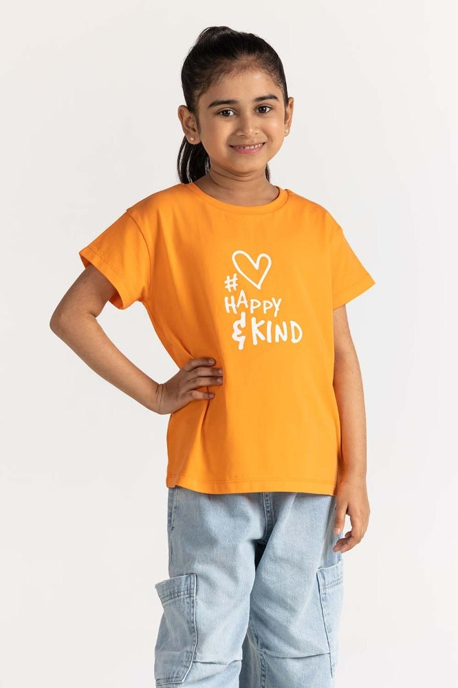 Junior Girl Orange Printed Tee JG-TS-SS24-041