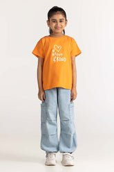 Junior Girl Orange Printed Tee JG-TS-SS24-041