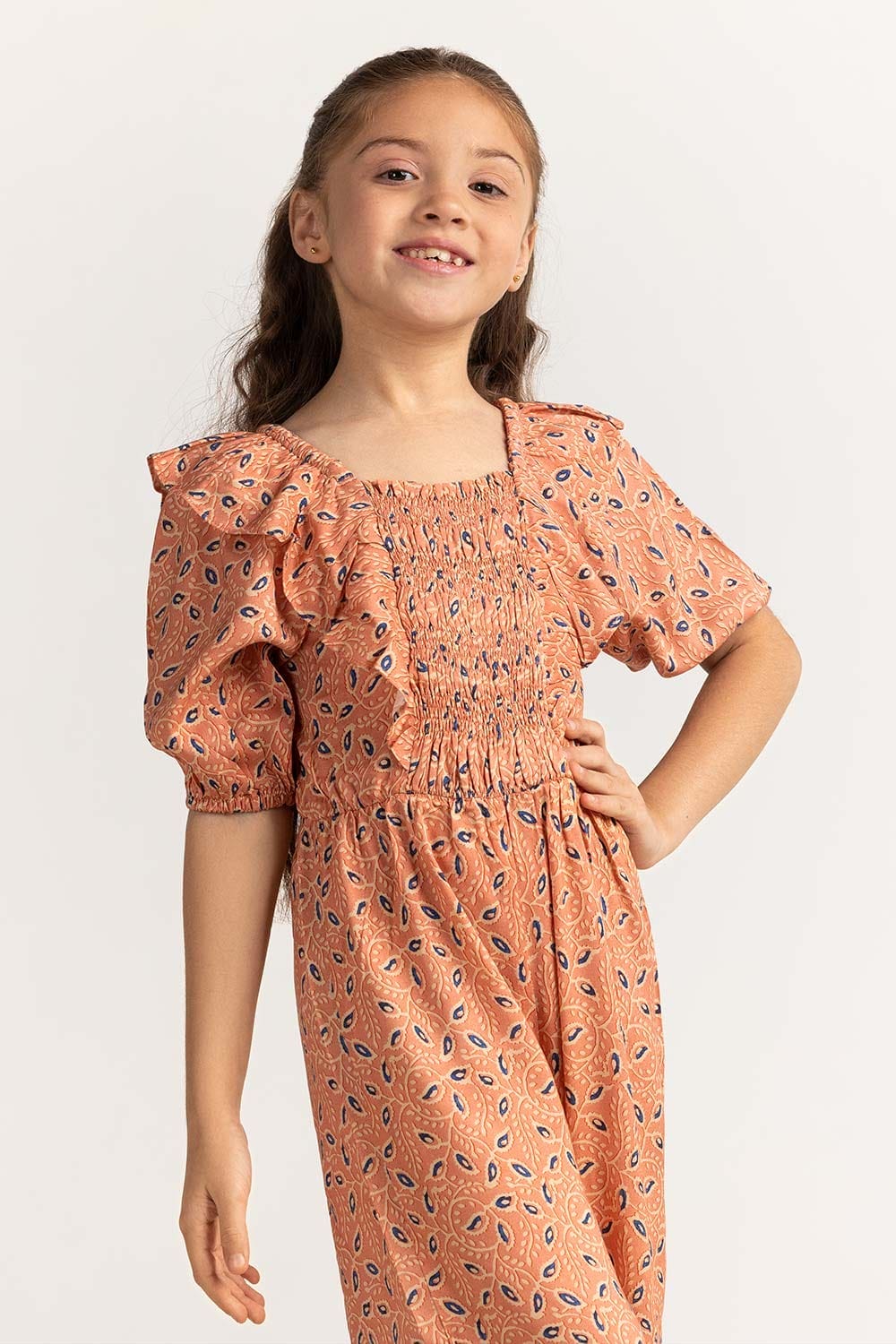 Junior Girl Peach Basic Jump Suit JG-JPS-SS24-006