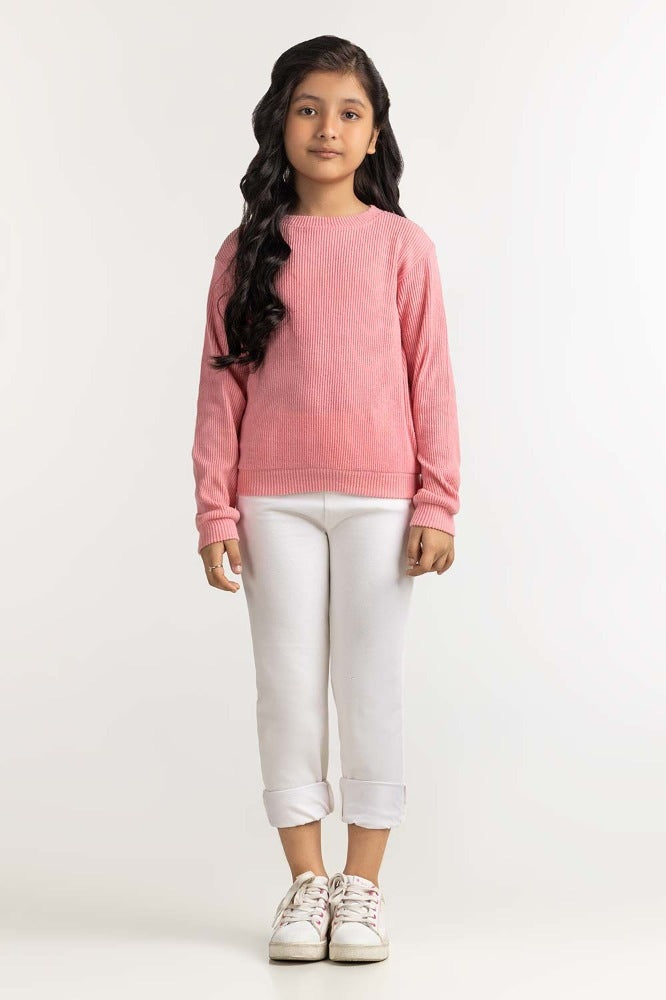 Junior Girl Pink Basic Sweatshirt JG-SW23-007