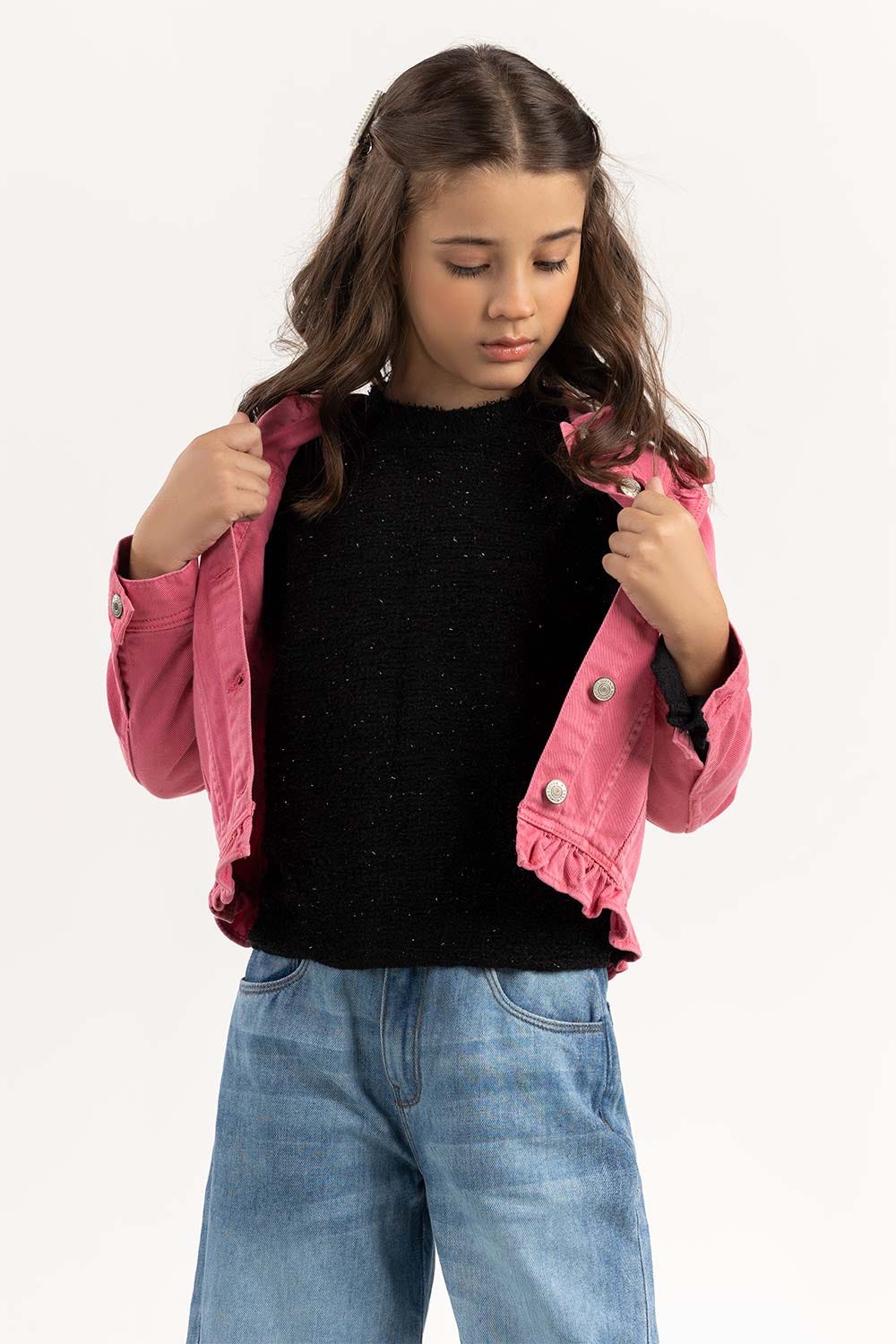 Junior Girl Pink Non Denim Jacket 224-410-050