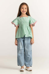 Junior Girl Sea Green Dress JG-DRS-SS24-028