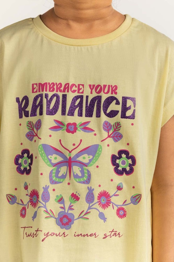 Junior Girl Yellow Printed Tee JG-TS-SS24-006
