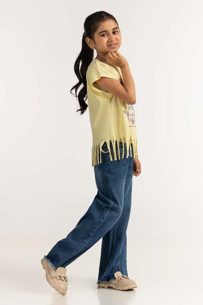 Junior Girl Yellow Printed Tee JG-TS-SS24-006