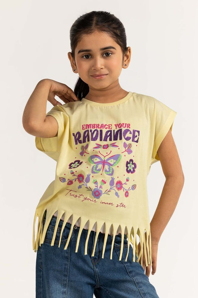 Junior Girl Yellow Printed Tee JG-TS-SS24-006