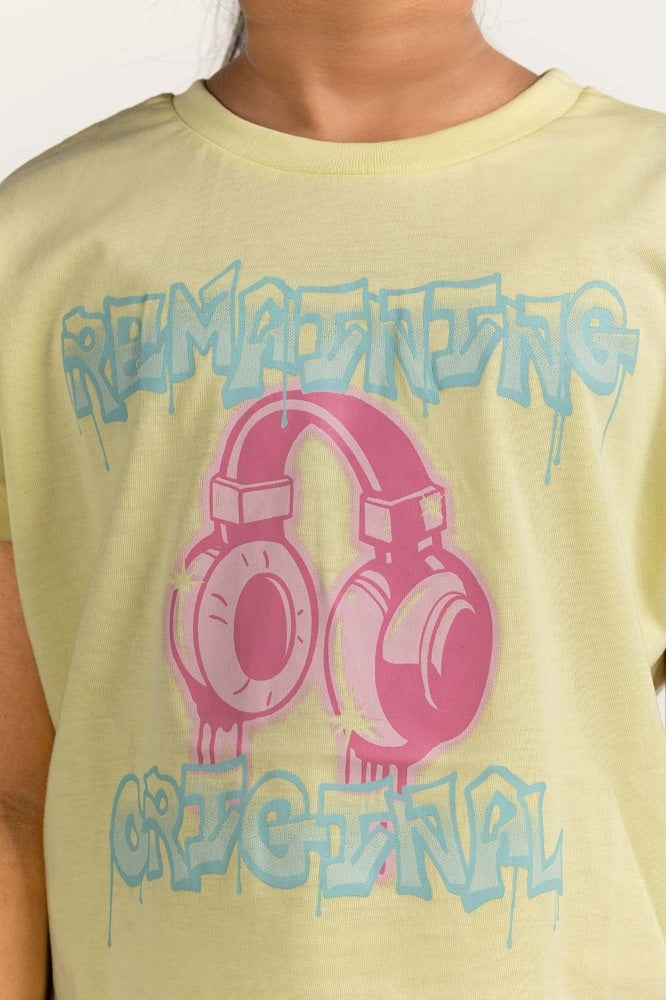 Junior Girl Yellow Printed Tee JG-TS-SS24-015