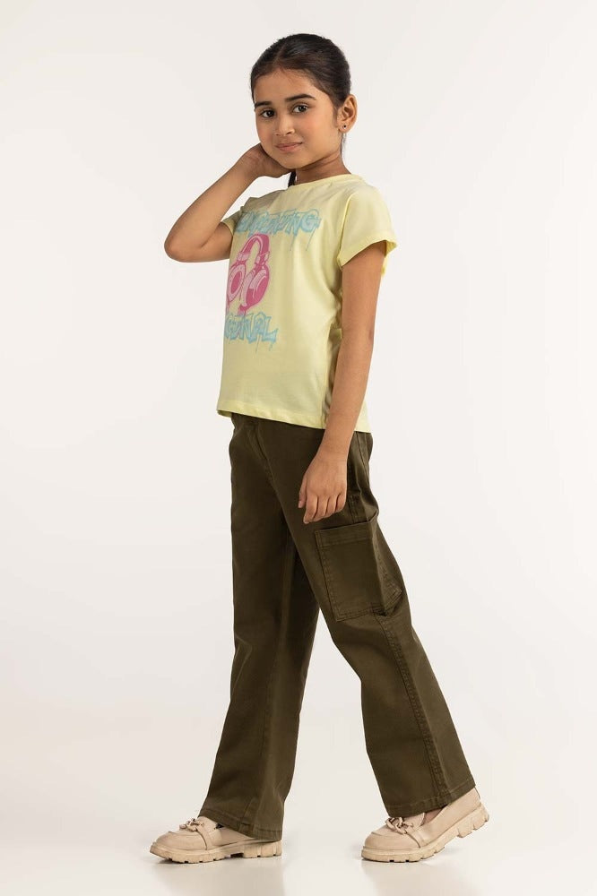 Junior Girl Yellow Printed Tee JG-TS-SS24-015