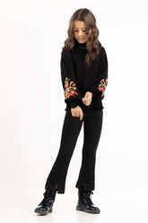 Junior Girl Black Woven Blouse 224-414-026