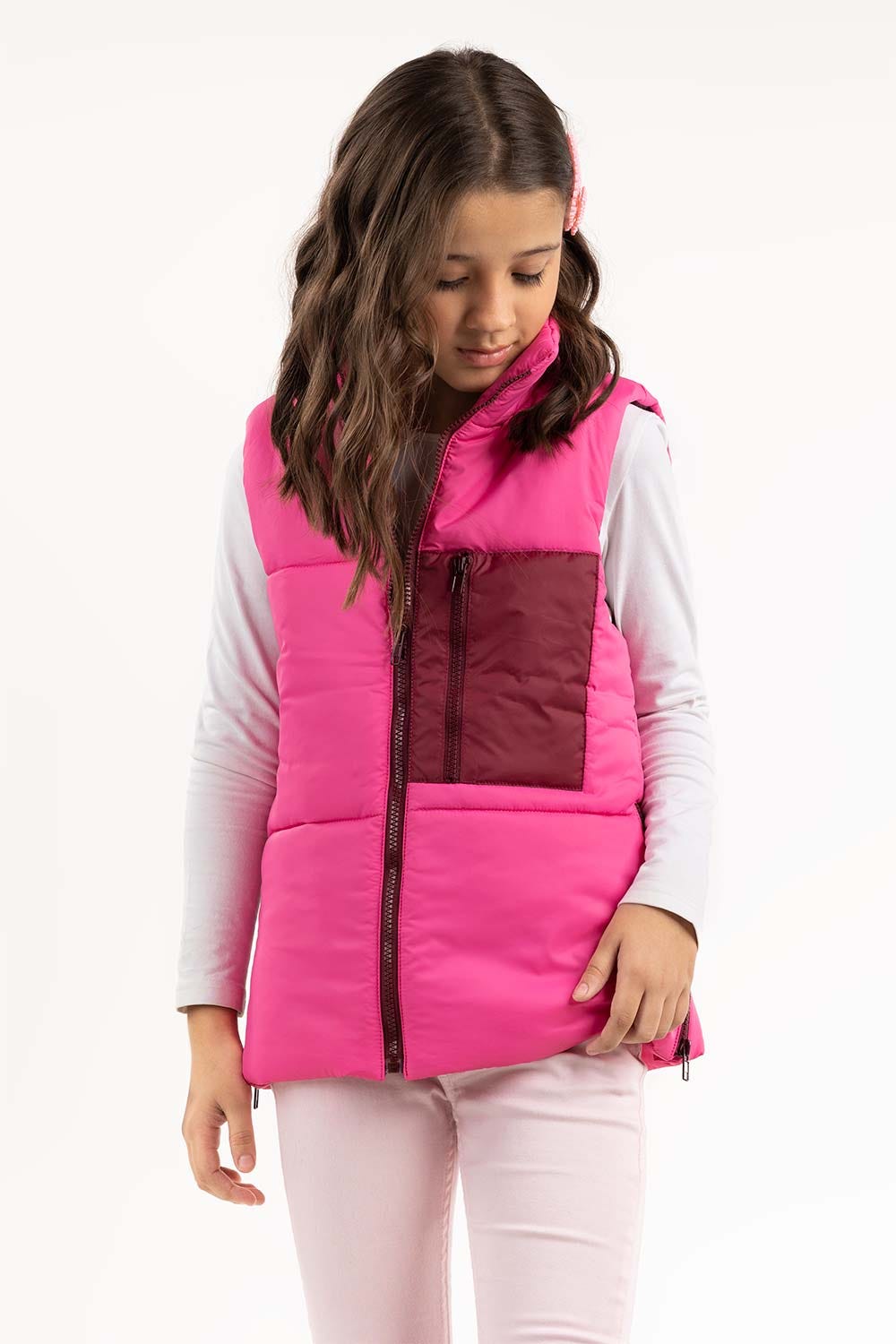 Junior Girl Pink Puffer Jacket 224-410-003