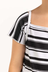 Junior Girl White And Black Dress 231-414-001