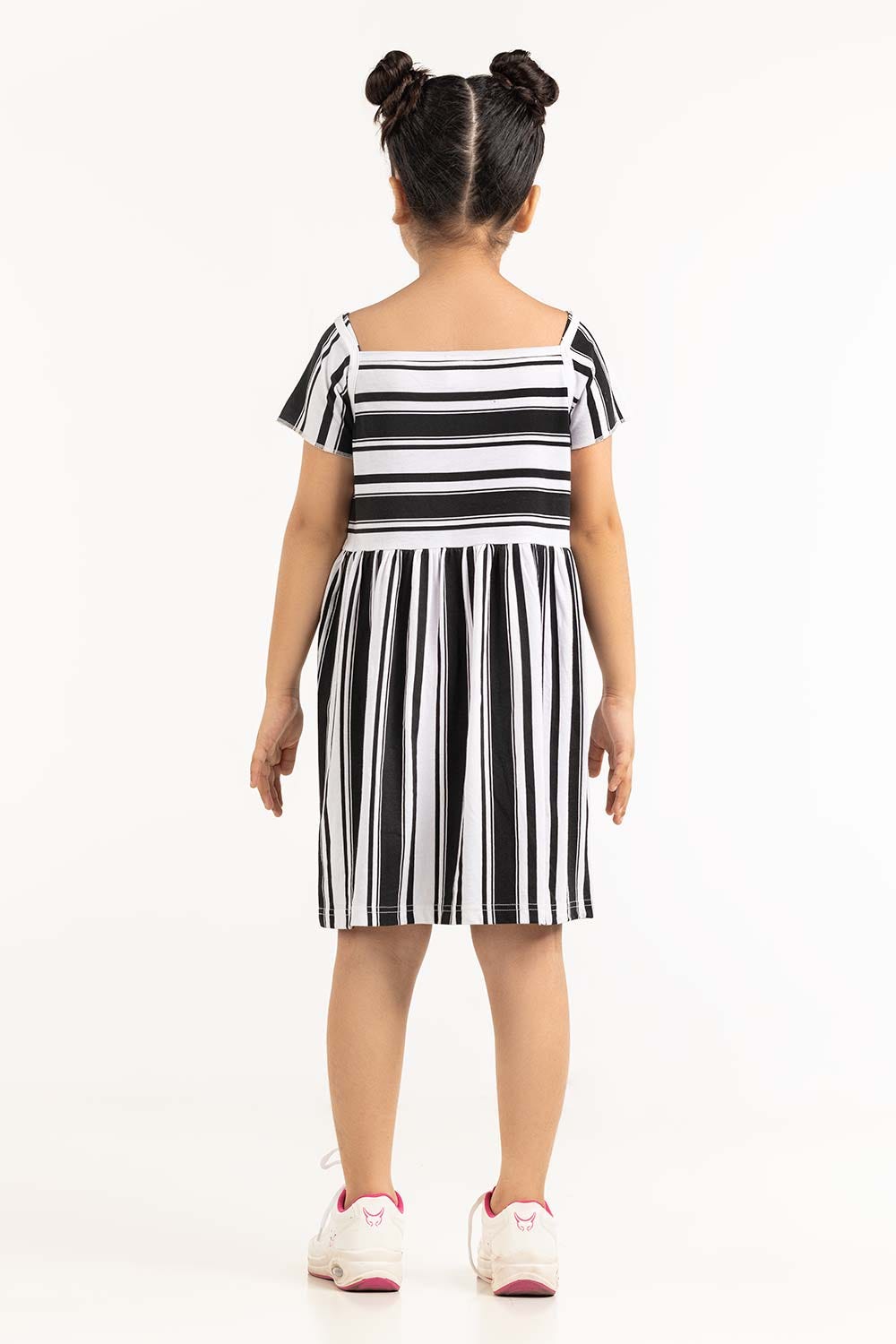 Junior Girl White And Black Dress 231-414-001