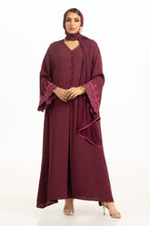 Crincle Georgette Embroidered Abaya With Scarf KAB-22132