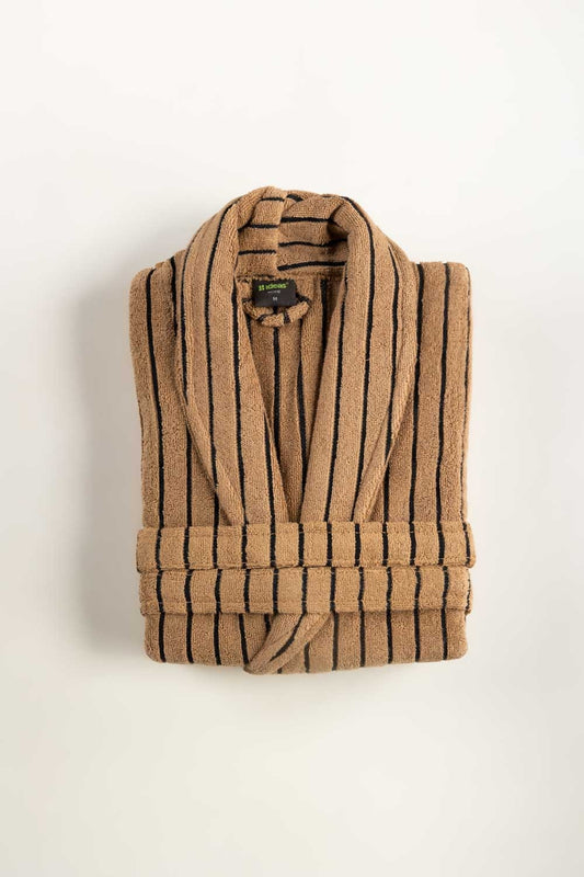 Khaki Striped Bathrobe