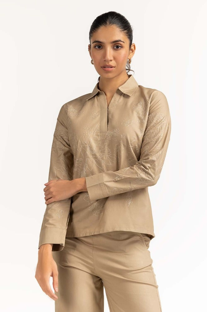 Khaki Basic Blouse WM-BLS23-006