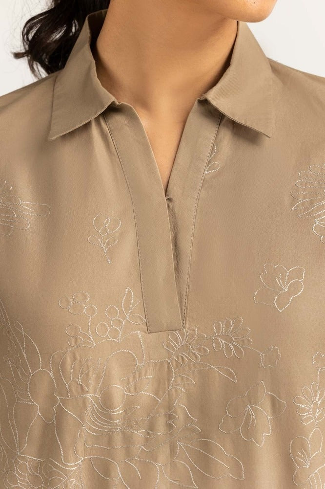 Khaki Basic Blouse WM-BLS23-006