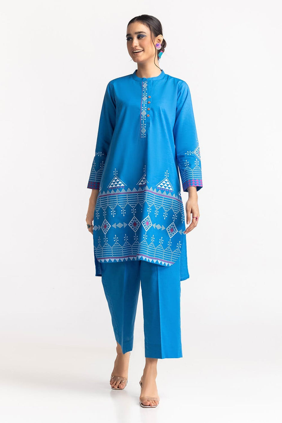 Chambray Block Printed Co-Ord Set