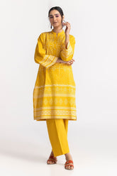 Chambray Block Printed Shirt And Dyed Trouser KST-43020