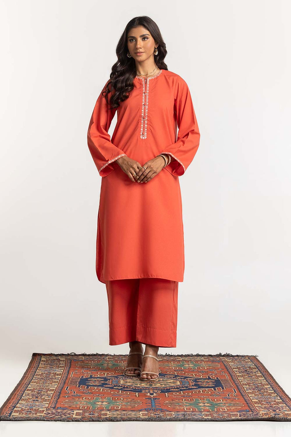 Blended Embroidered Shirt And Dyed Trouser