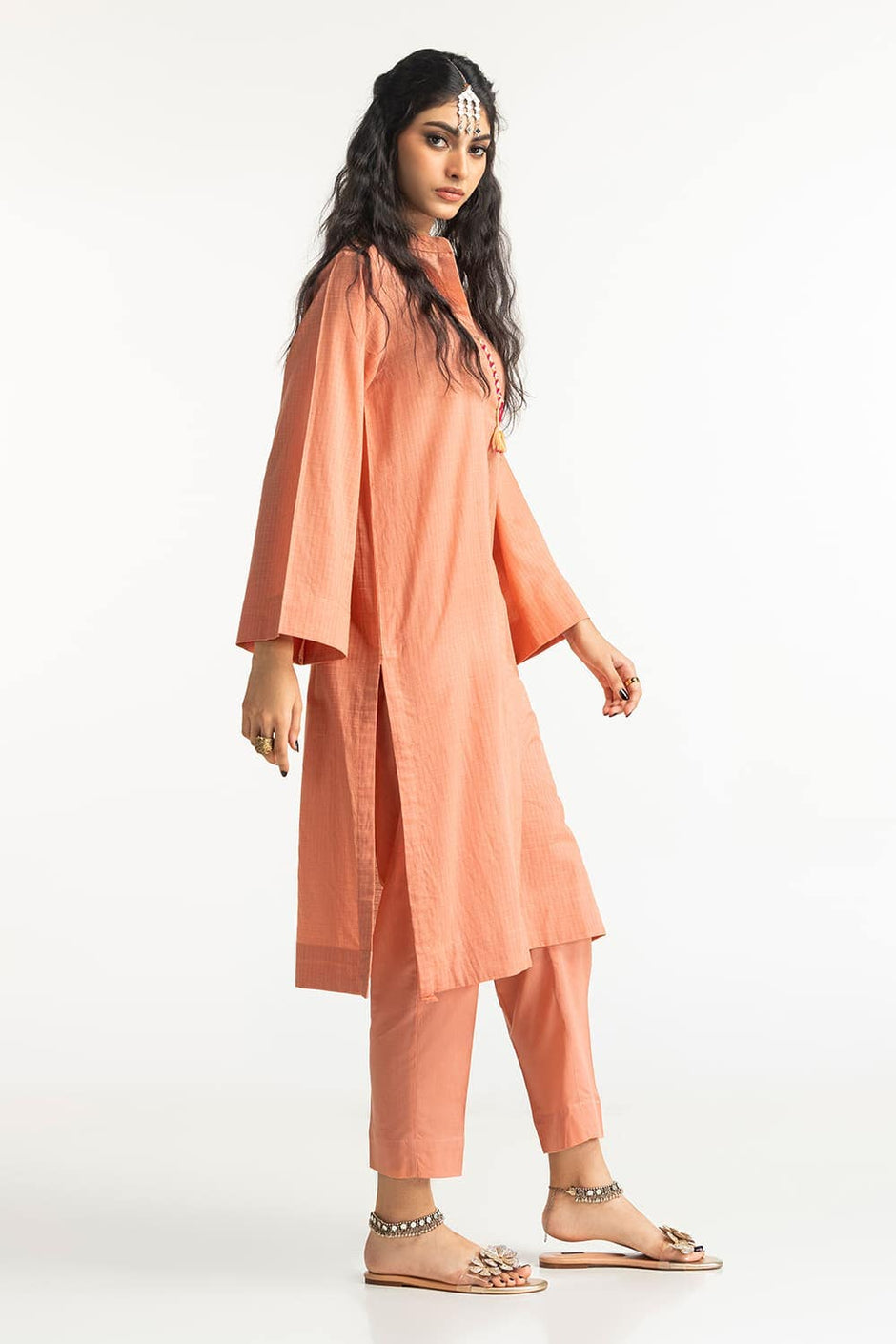 Dobby Dyed Embellished Shirt And Trouser