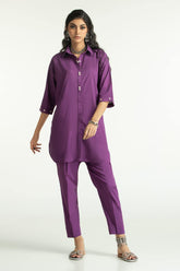 Dobby Dyed Embellished Shirt And Trouser KST-43323