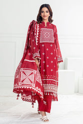 3 Piece Unstitched Embroidered Lacquer Printed Paper Cotton Suit with Lacquer Printed Paper Cotton Dupatta SP-52013