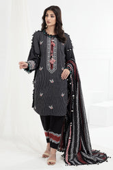 3 Piece Unstitched Embroidered Lacquer Printed Lawn Suit with Lacquer Printed Lawn Dupatta CL-52392