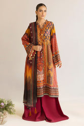 3 Piece Unstitched Printed Embroidered Lawn Suit with Printed Chiffon Dupatta MFL-42011