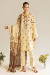 3 Piece Unstitched Printed Lawn Suit with Printed Chiffon Dupatta MFL-42012