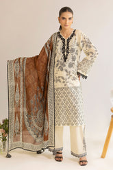 3 Piece Unstitched Printed Embroidered Lawn Suit ML-42021