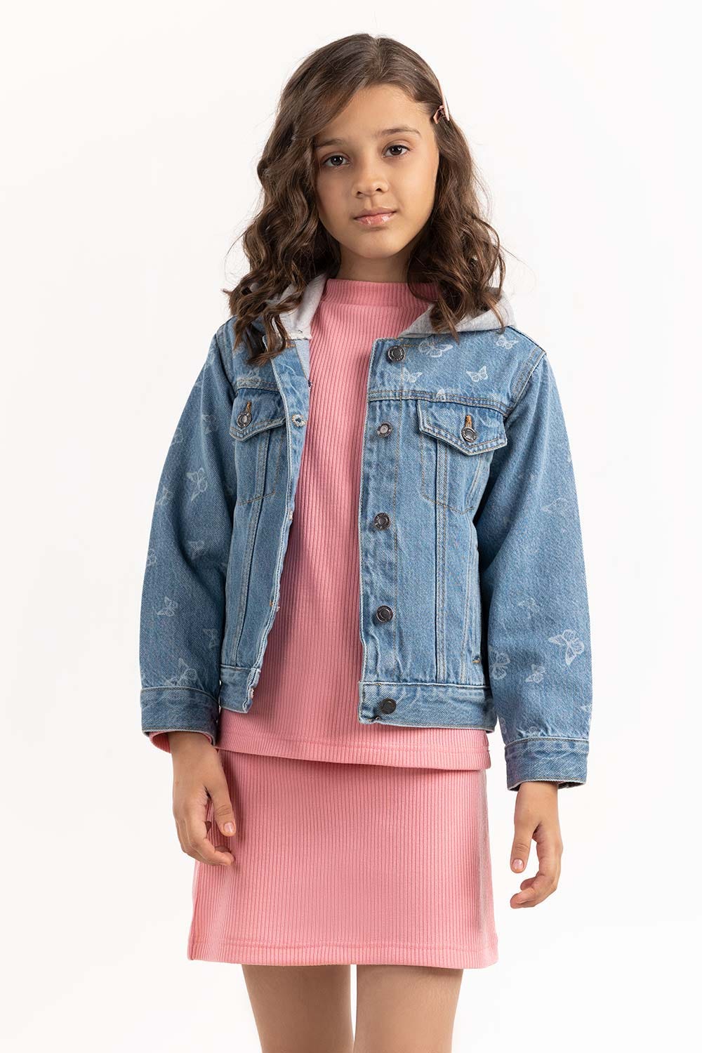 Junior Girl Light Blue Denim Jacket 224-410-047