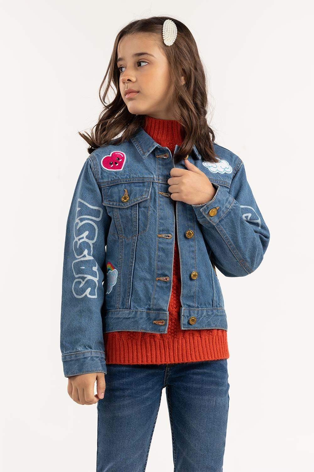 Junior Girl Light Blue Denim Jacket 224-410-045