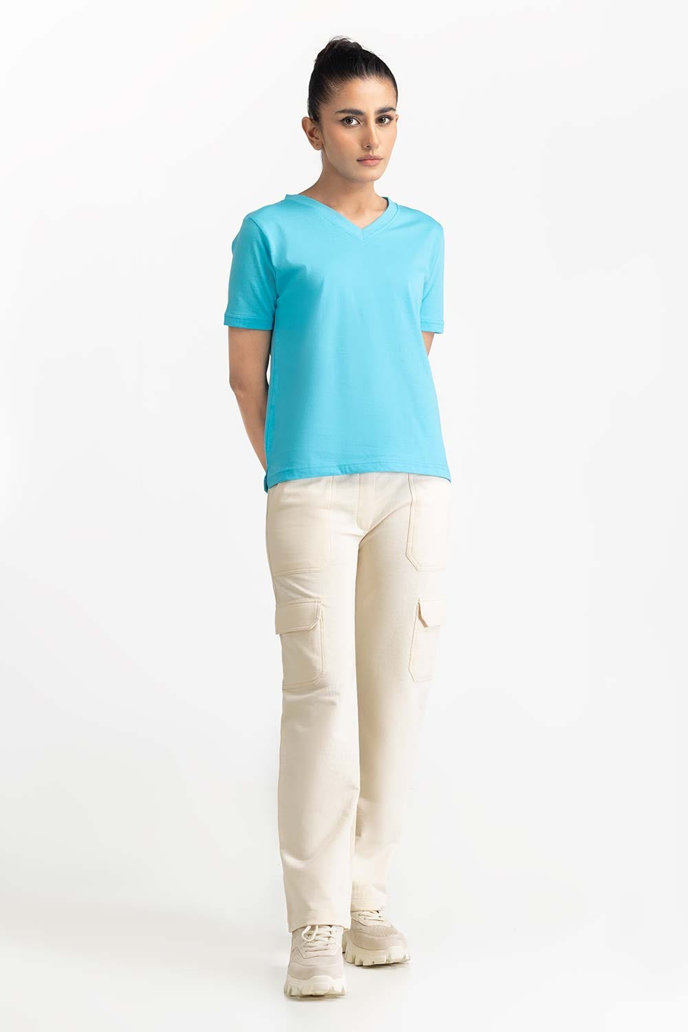 Light Blue Knit T-Shirt 231-213-010 A