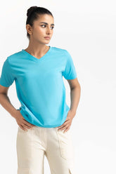 Light Blue Knit T-Shirt 231-213-010 A