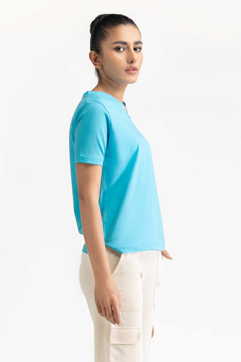Light Blue Knit T-Shirt 231-213-010 A