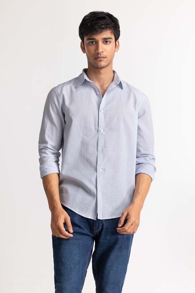 Light Blue Striped Casual Shirt MN-CS-SS24-001