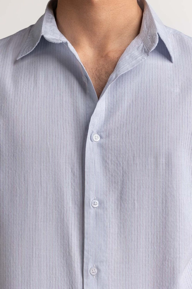 Light Blue Striped Casual Shirt MN-CS-SS24-001
