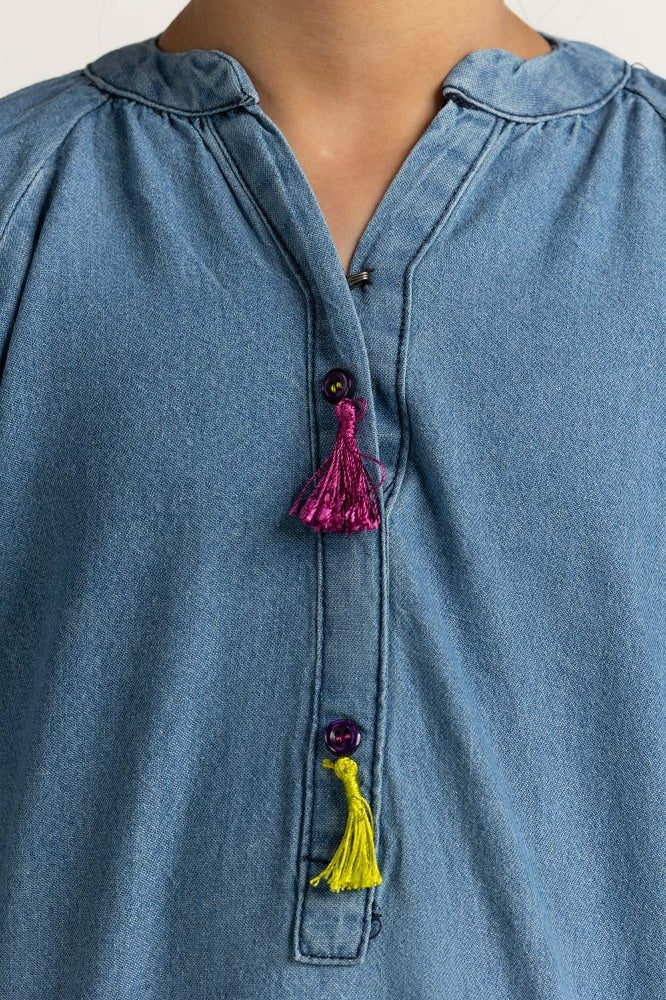 Light Blue Washed Blouse 224-417-025