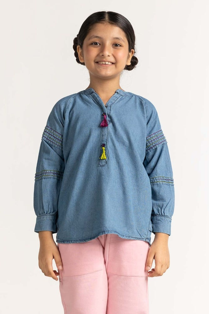 Light Blue Washed Blouse 224-417-025