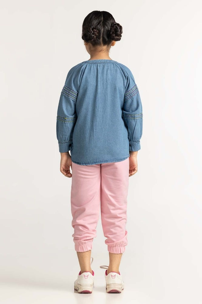 Light Blue Washed Blouse 224-417-025