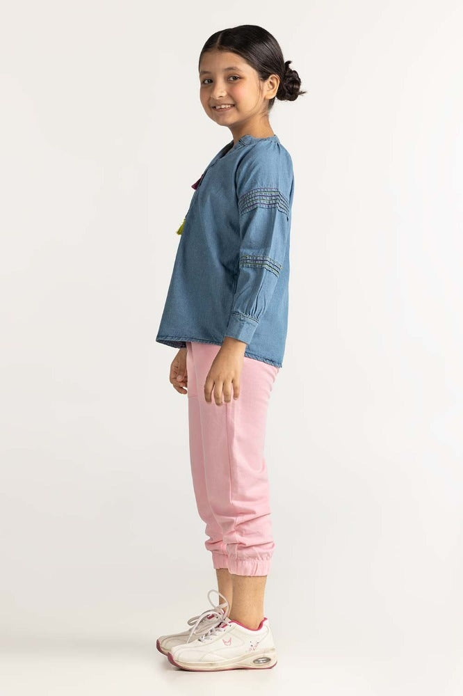 Light Blue Washed Blouse 224-417-025