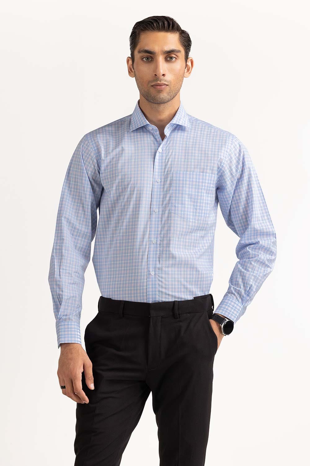 Light Blue Yarn Dyed Formal Shirt MN-FS-YD23-005