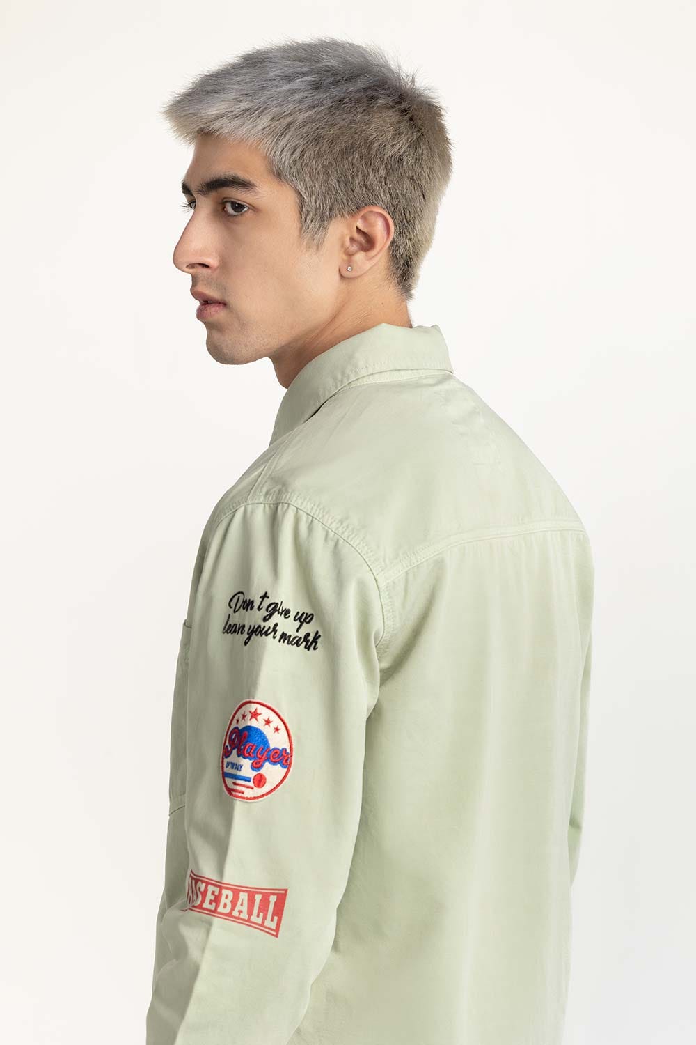 Light Green Non-Denim Overshirt 224-117-016
