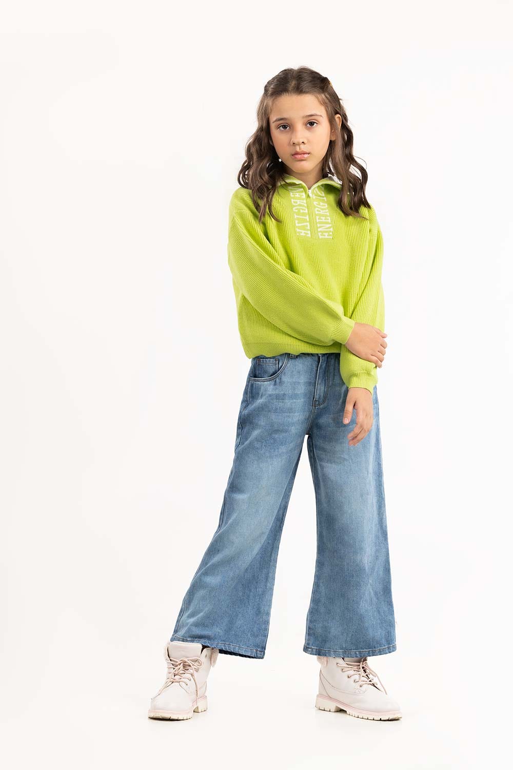 Junior Girl Light Green Sweater 224-411-031