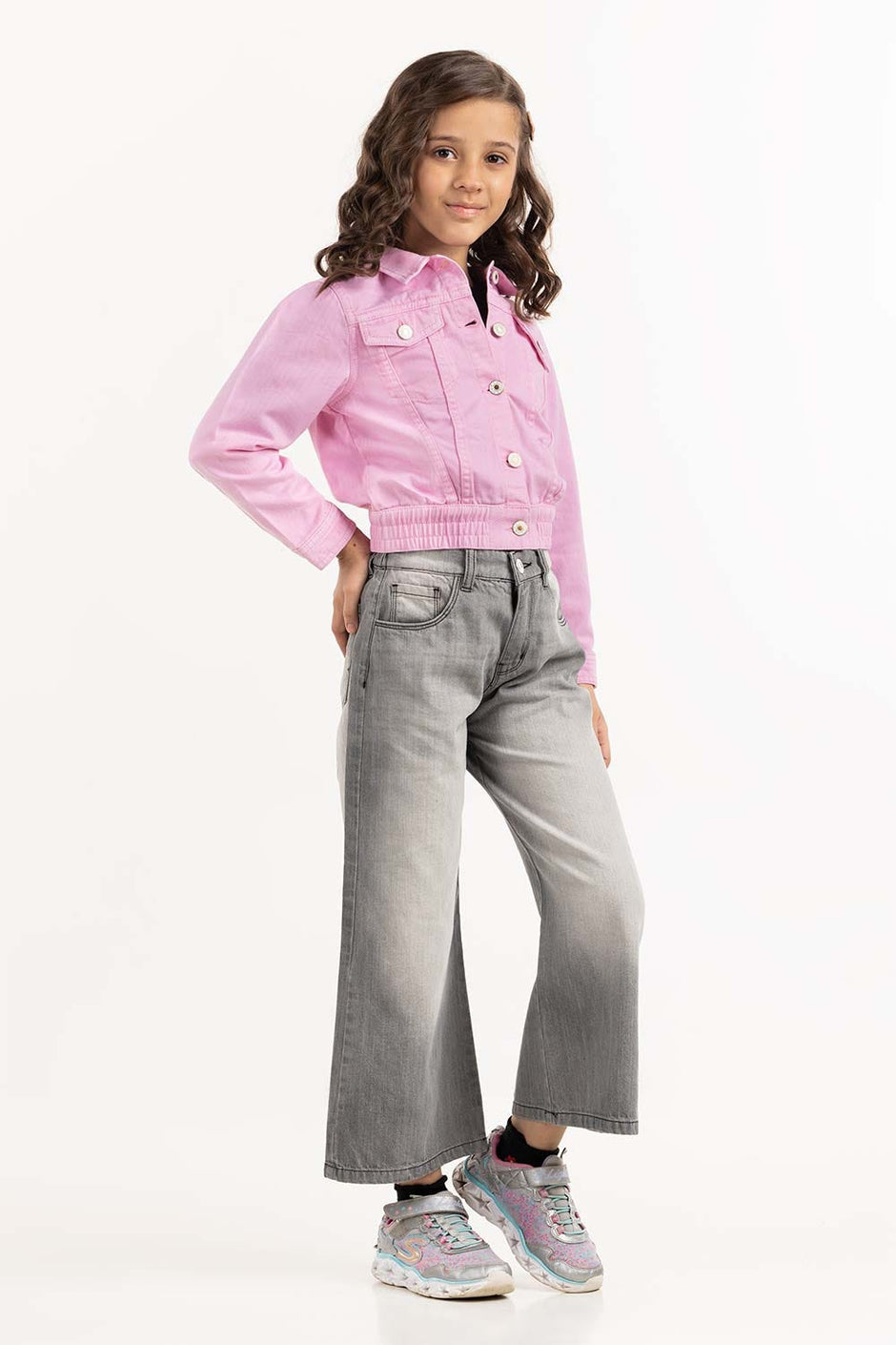 Junior Girl Light Grey Denim Jeans 224-421-012