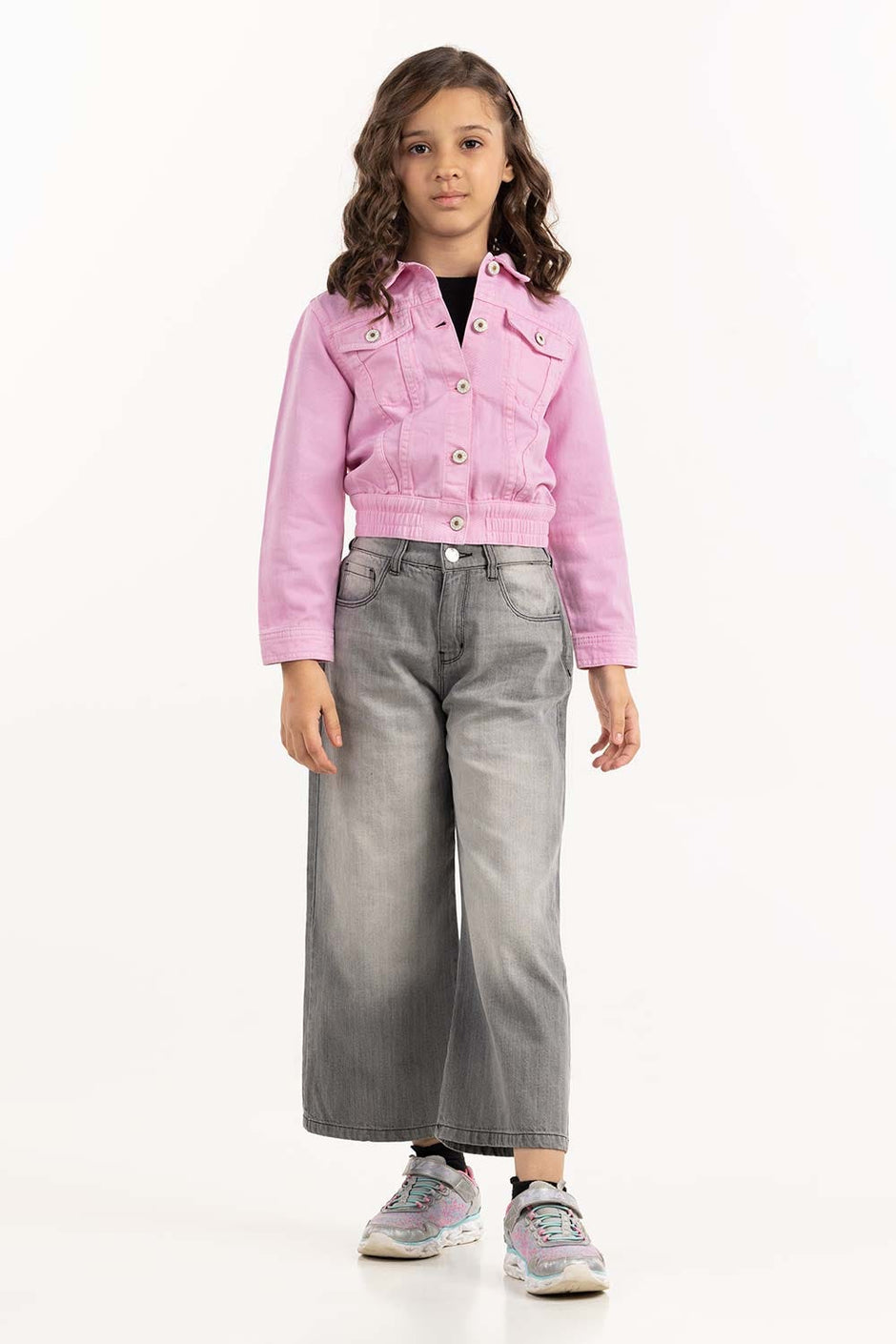 Junior Girl Light Grey Denim Jeans 224-421-012