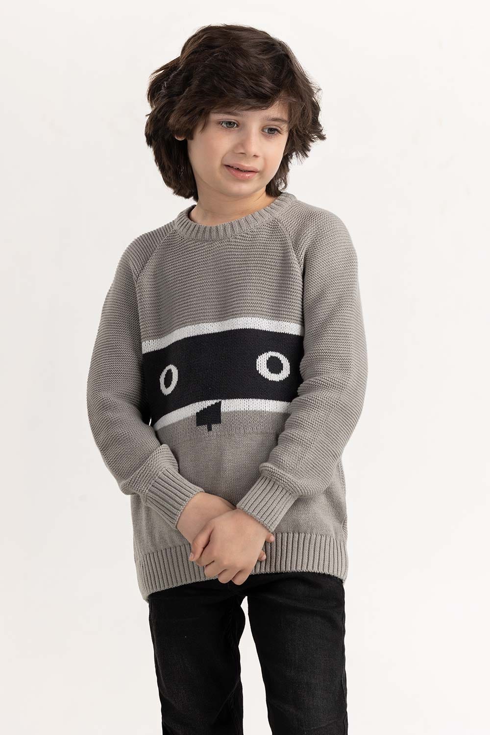 Toddler Boy Light Grey Knit Sweater 224-511-039