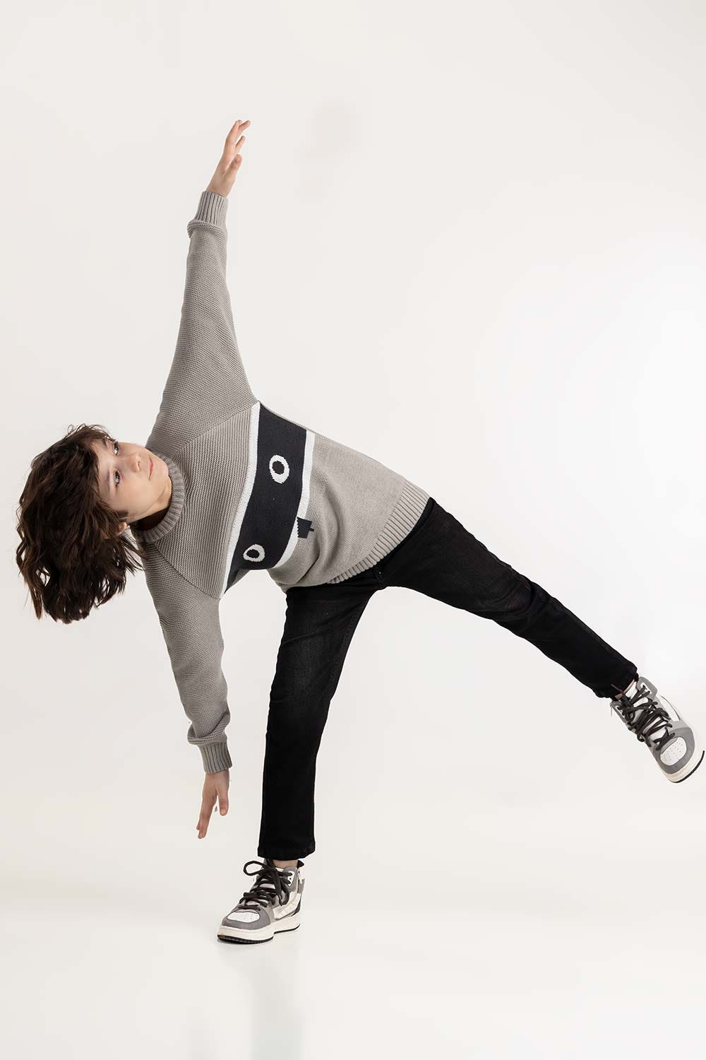 Toddler Boy Light Grey Knit Sweater 224-511-039